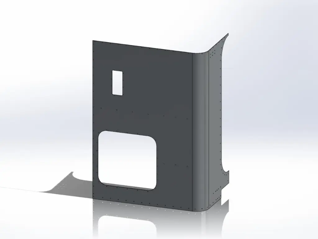 Peterbilt New Style 389 Sleeper Panels - Front Corner Passengers Side, 48" (58"), Flat Top