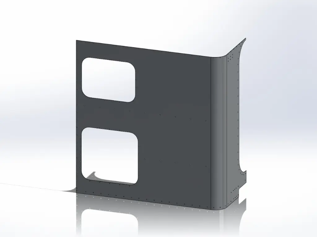 Peterbilt New Style 389 Sleeper Panels - Front Corner Passengers Side, 63" (72"), Flat Top