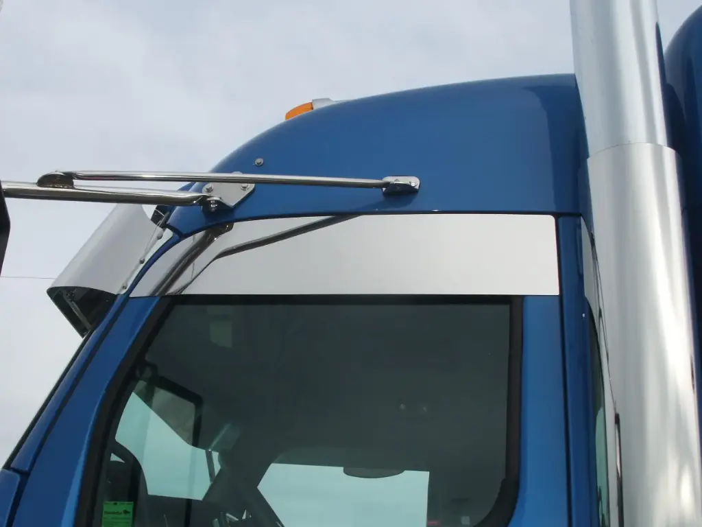 Paccar 2.1 Meter Cab Door Visors - Mirror Stainless