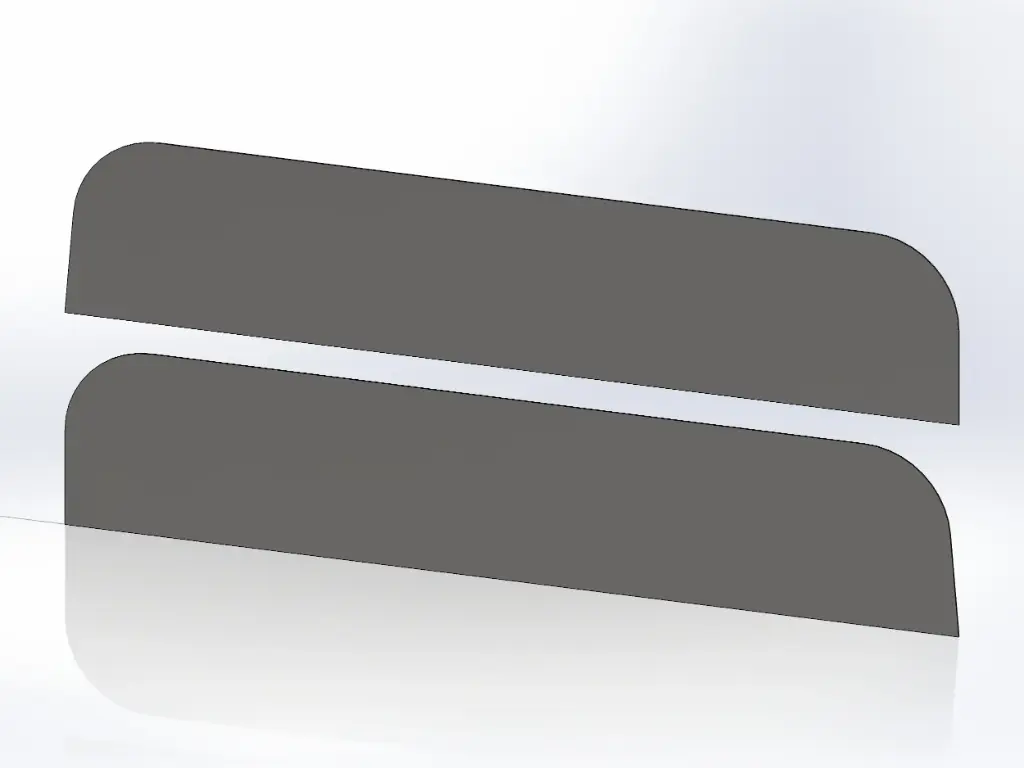 [SLI001904] Peterbilt 70" (78") Sleeper Window Visors - Paintable Aluminum (3", Full Set)