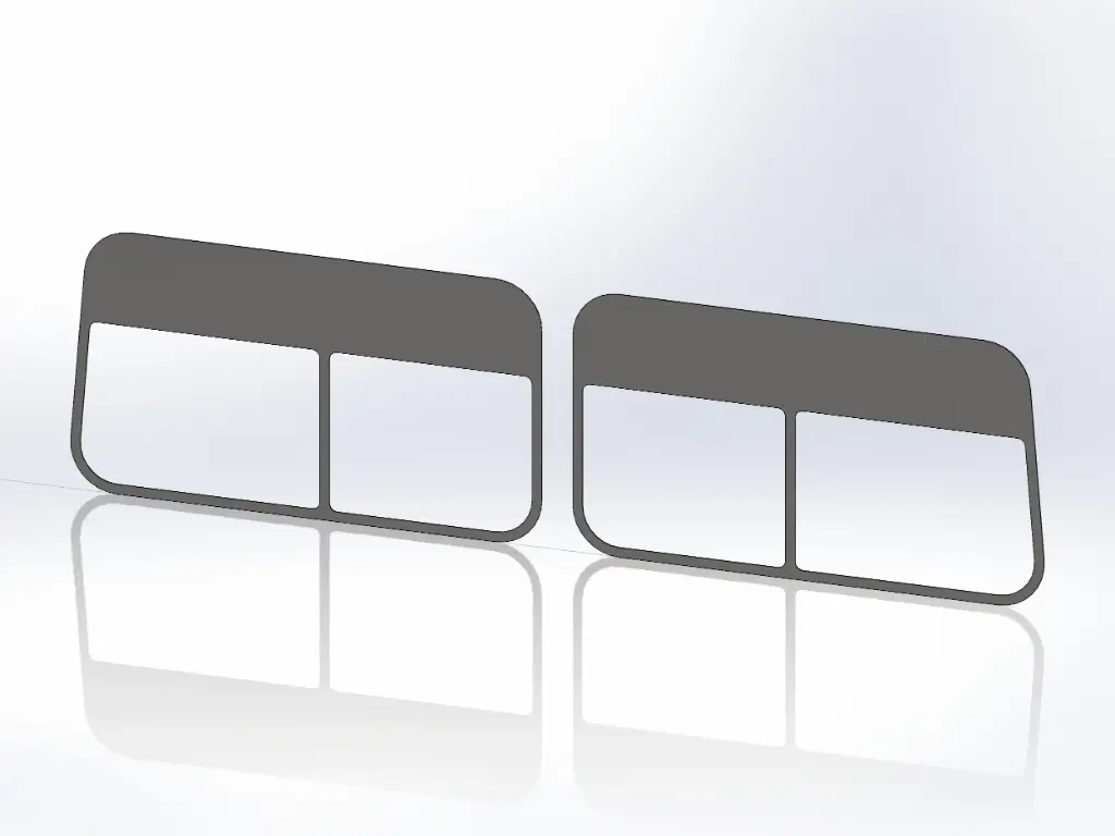 [SLI001922] Peterbilt 70" (78") Sleeper Window Surround and Visors - Mirror Stainless (3", Full Set)