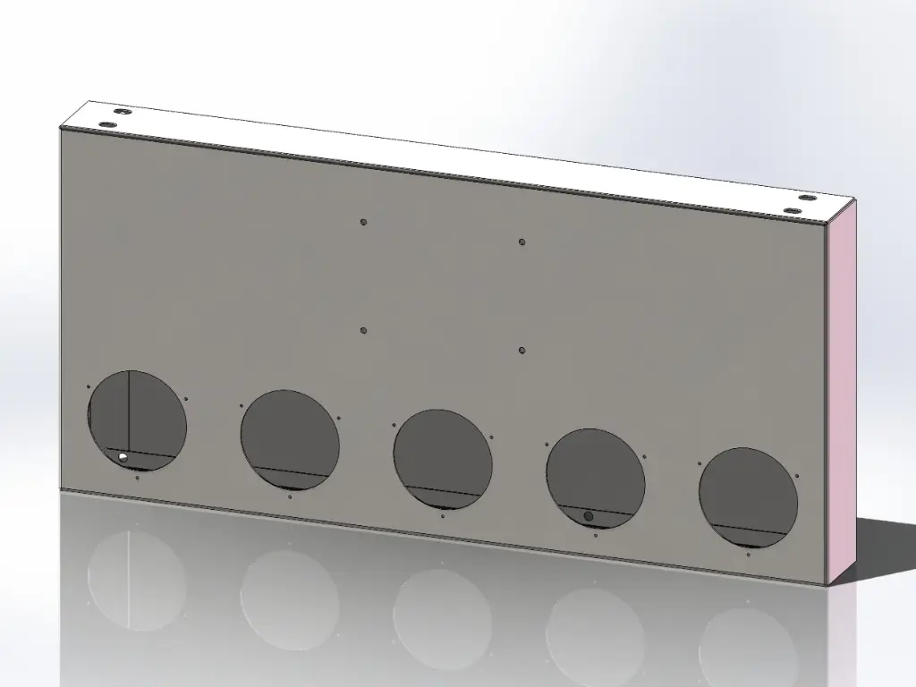 [SLI002562] Rear Tail Light Panel Bumper Boxes - 34" x 16" x 3.5" | Paintable Aluminum (4 - 4" Light Holes, No License Plate Holes, Square Corners)